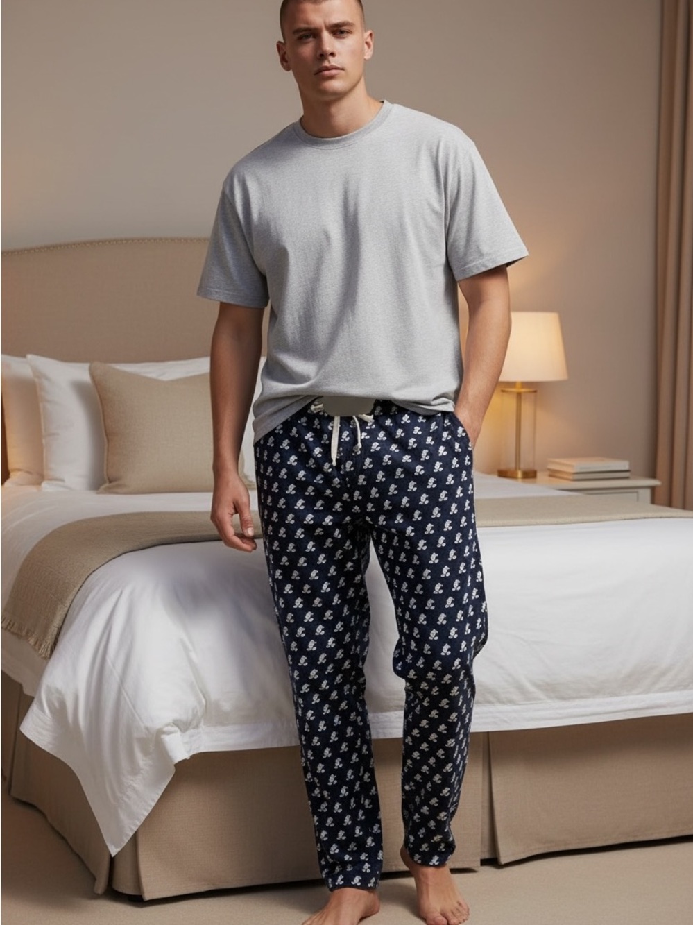 Men’s Disney Parks Navy Mickey Patterned Lounge Pants